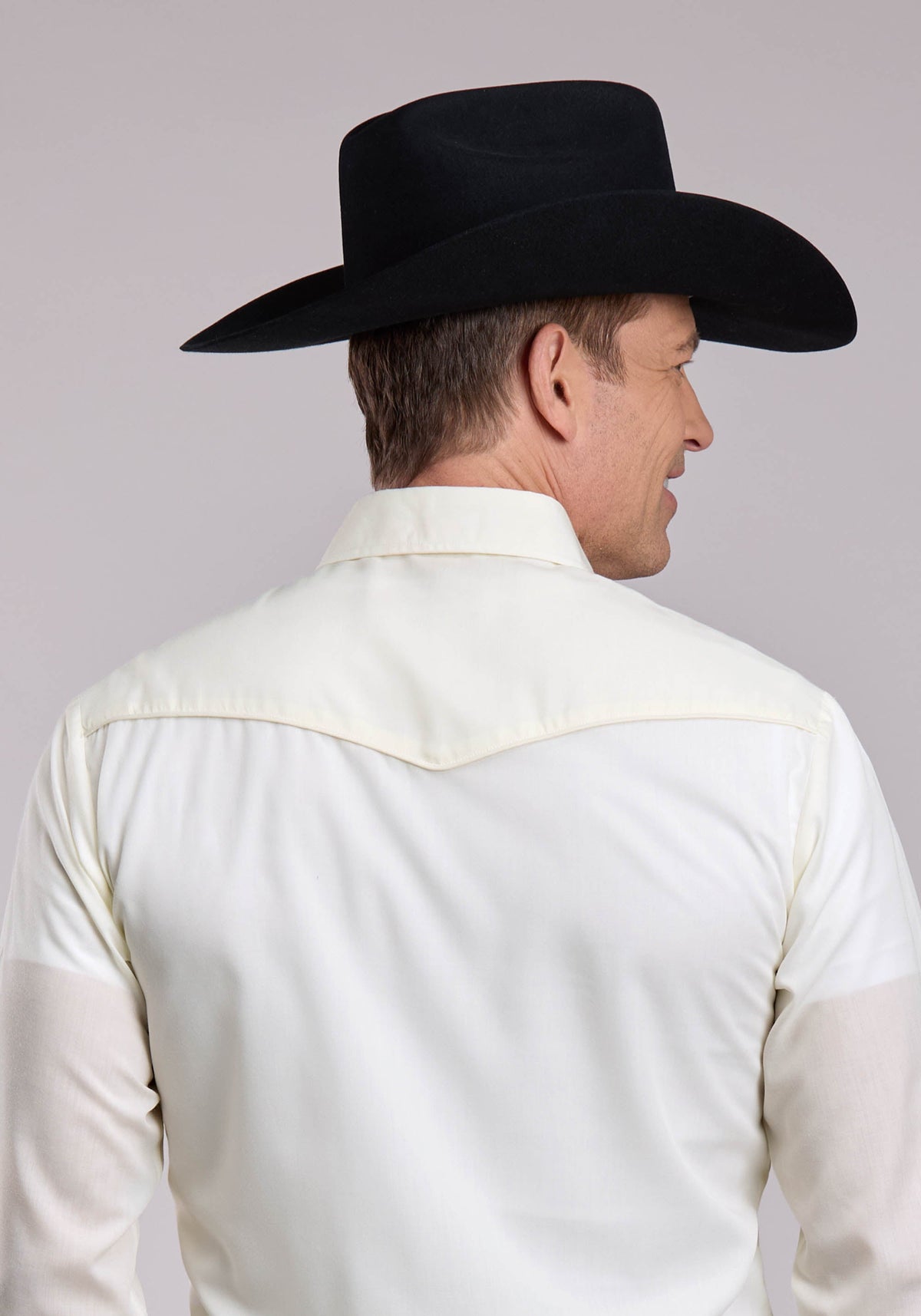 Roper Mens Roper Solid White Long Sleeve Snap Shirt