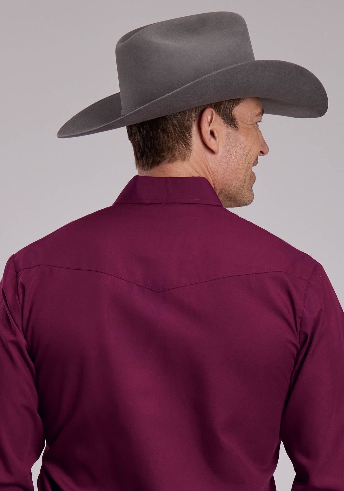 Roper Mens Roper Solid Cool Wine Western Shirt