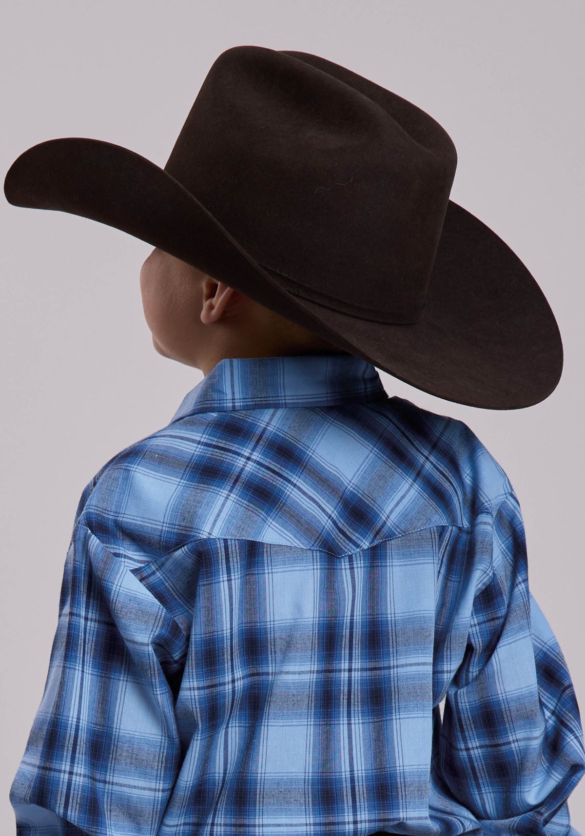 Roper Boys Roper Multi Blue Plaid Western Snap Shirt