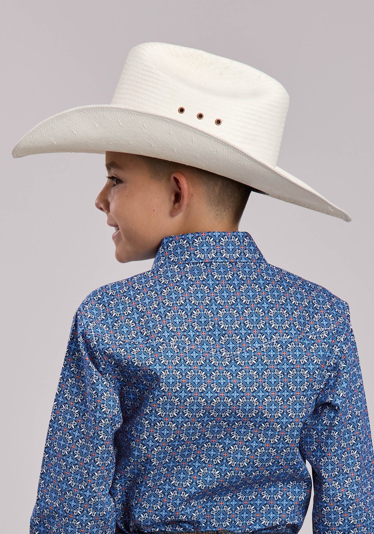 Roper Boys Roper Sky Tile Foulard Long Sleeve Snap Shirt