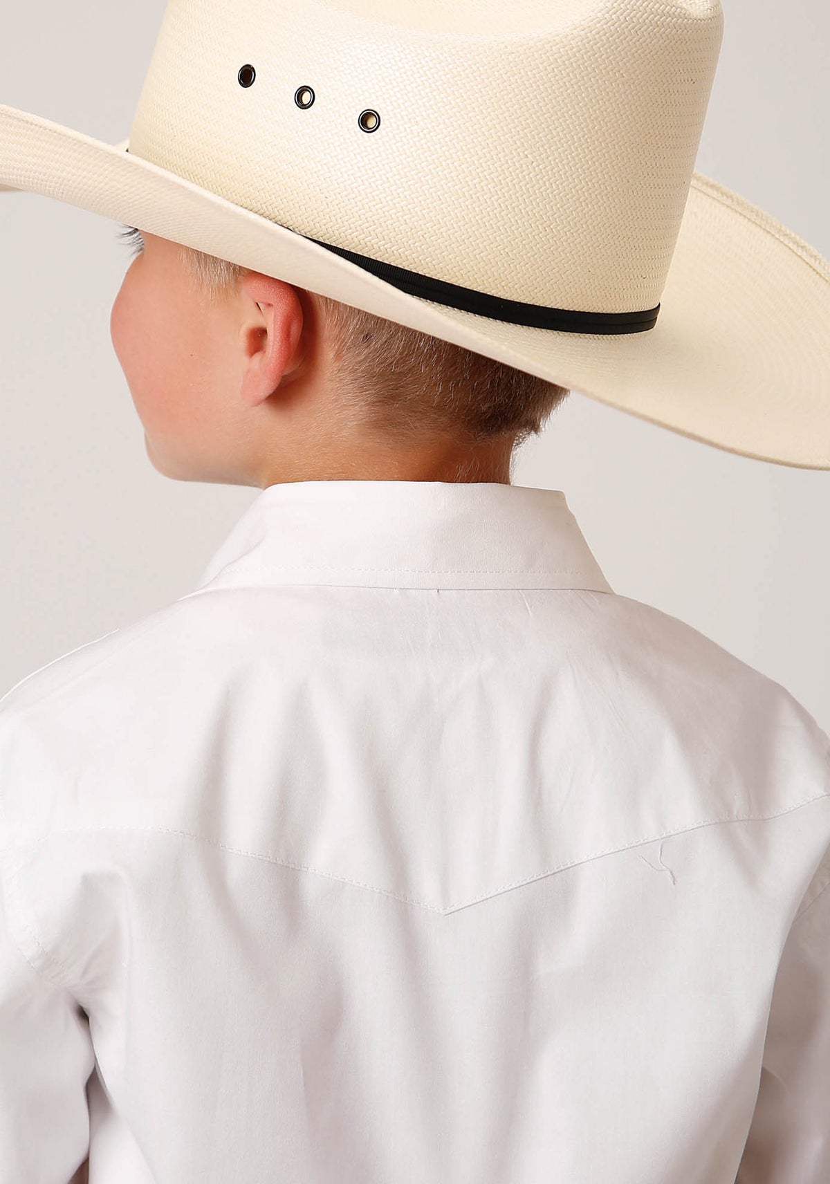 Roper Boys Long Sleeve Snap Solid Poplin Western Model Western Shirt