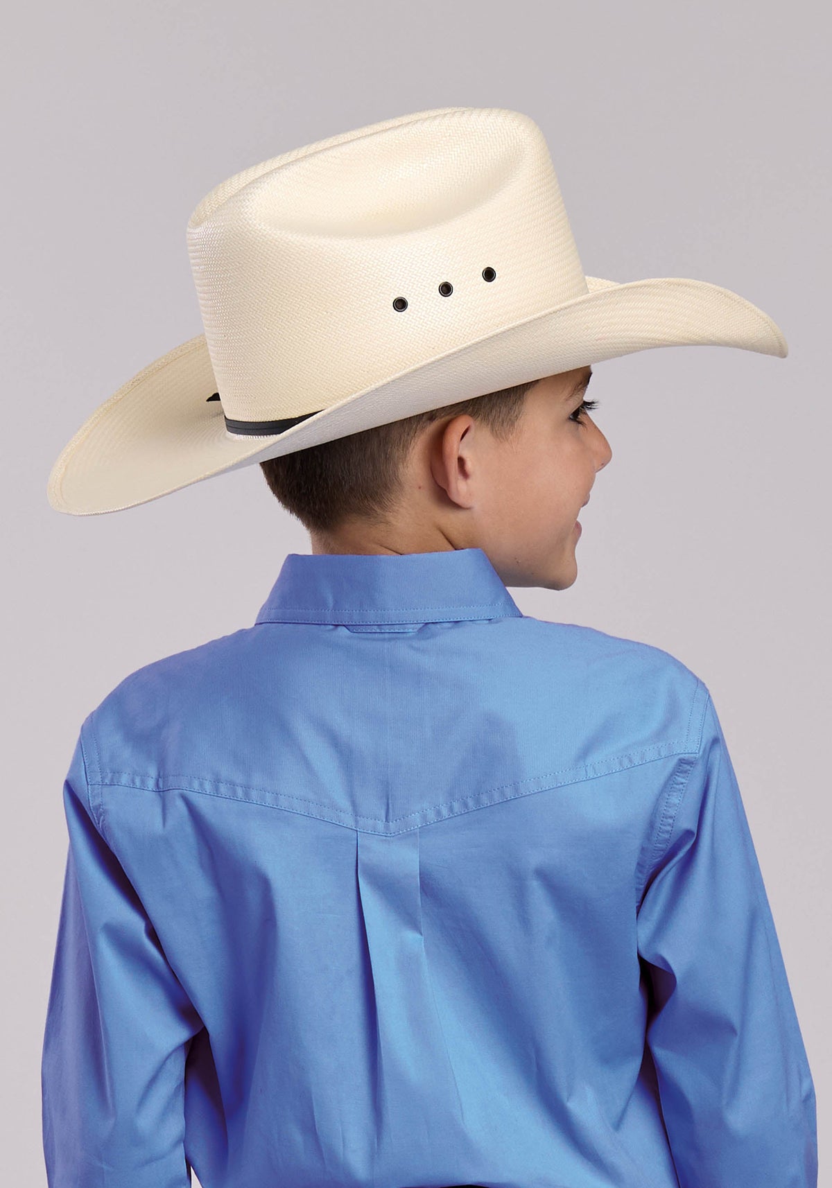 Roper Boys Roper Solid Stretch Poplin Blue Long Sleeve Button Shirt