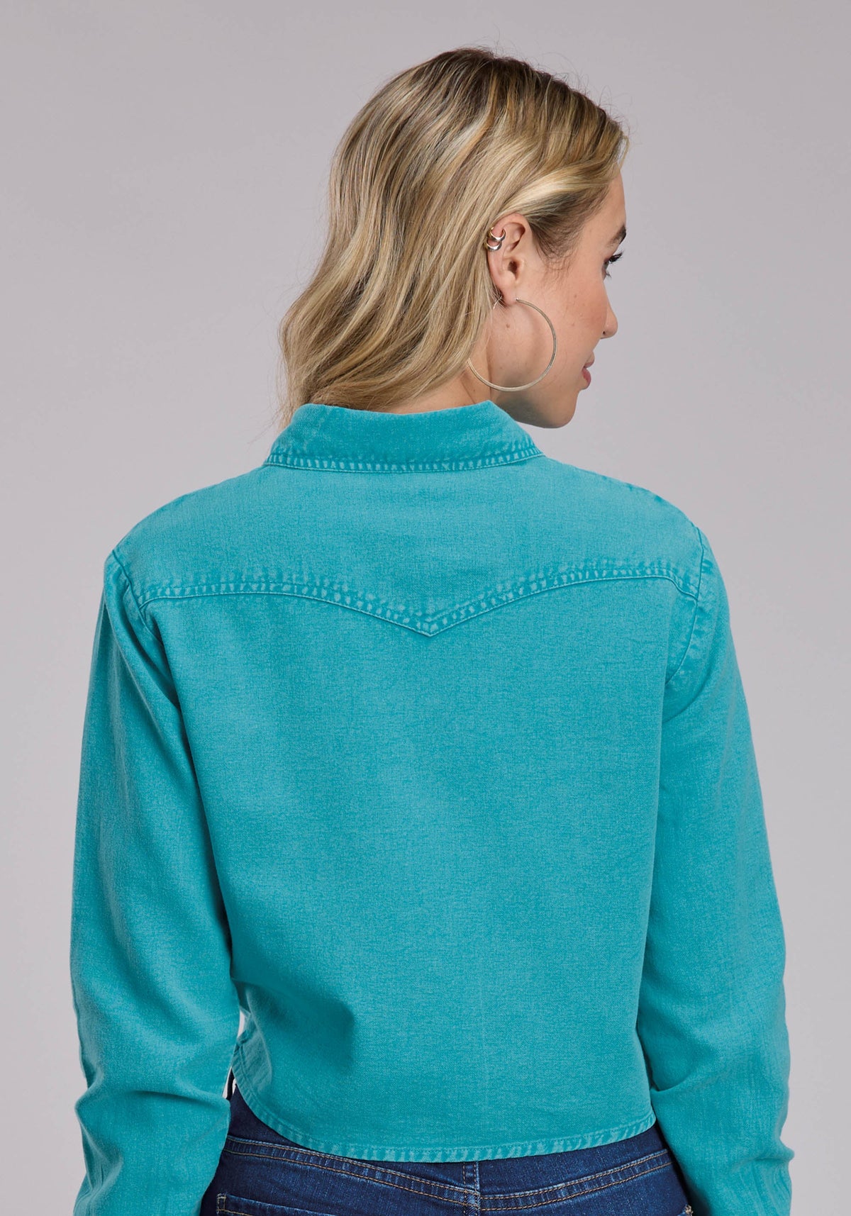 Roper Womens Roper Cotton Twill Cropped Western Blouse