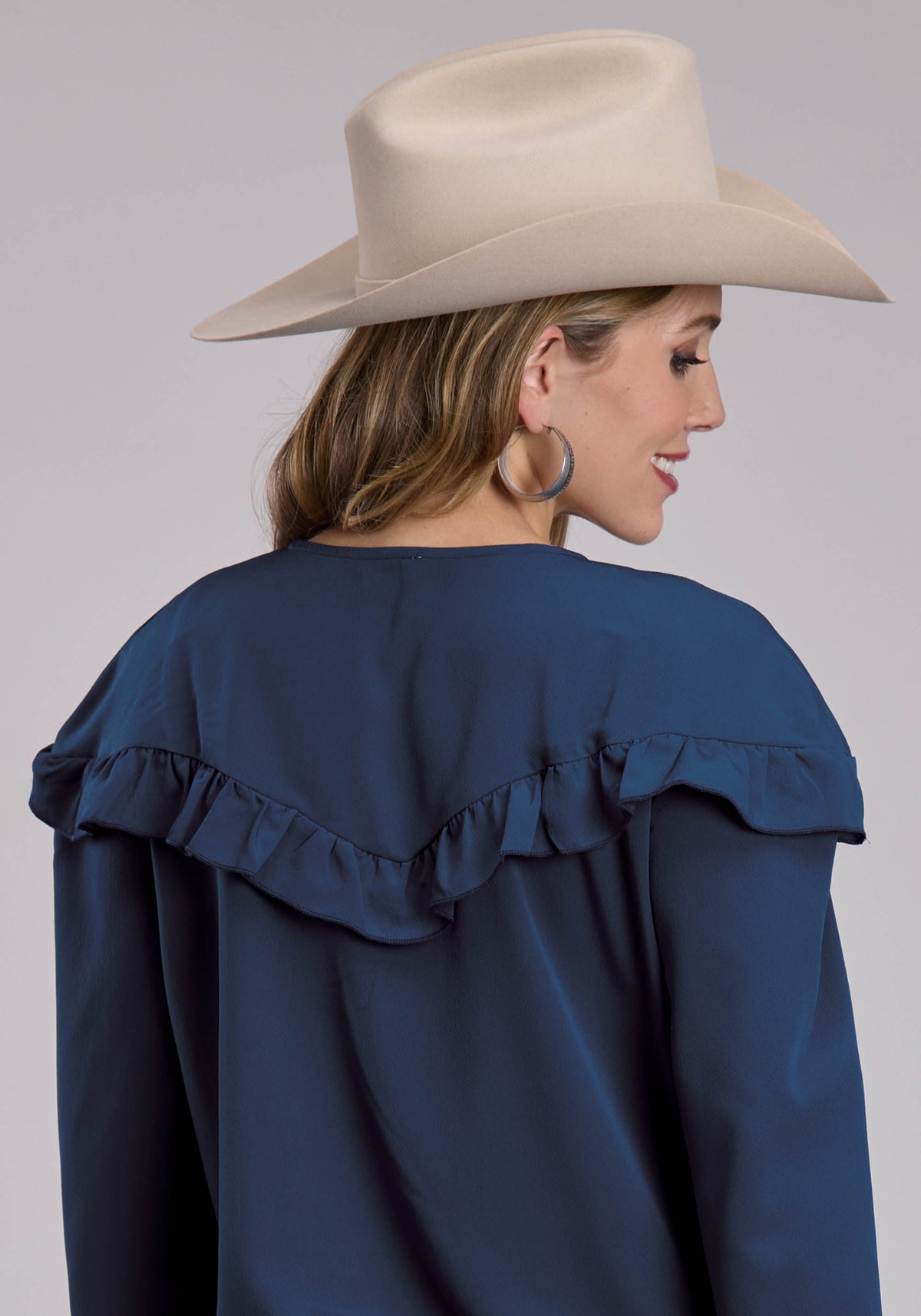 Roper Womens Roper Navy V Neck Western Blouse
