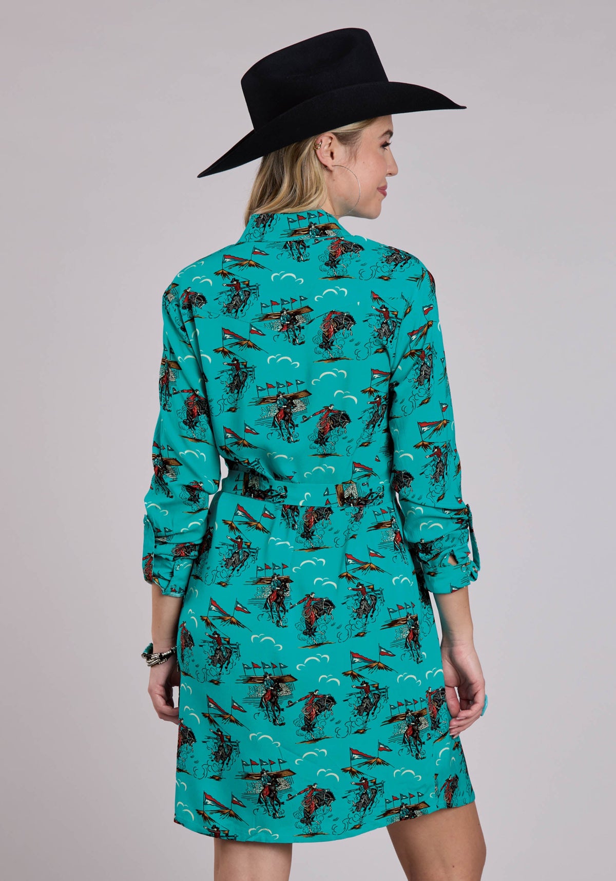 Roper Womens Roper Retro Rodeo Print Shirt Long Sleeve Dress