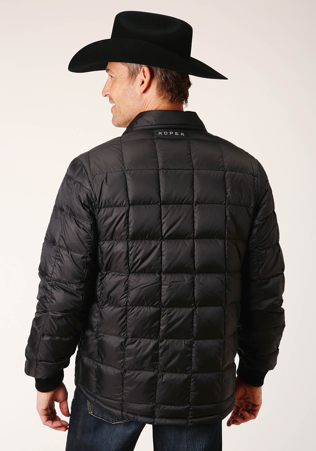 Roper Mens Black Nylon Down Proof Coated Jacket