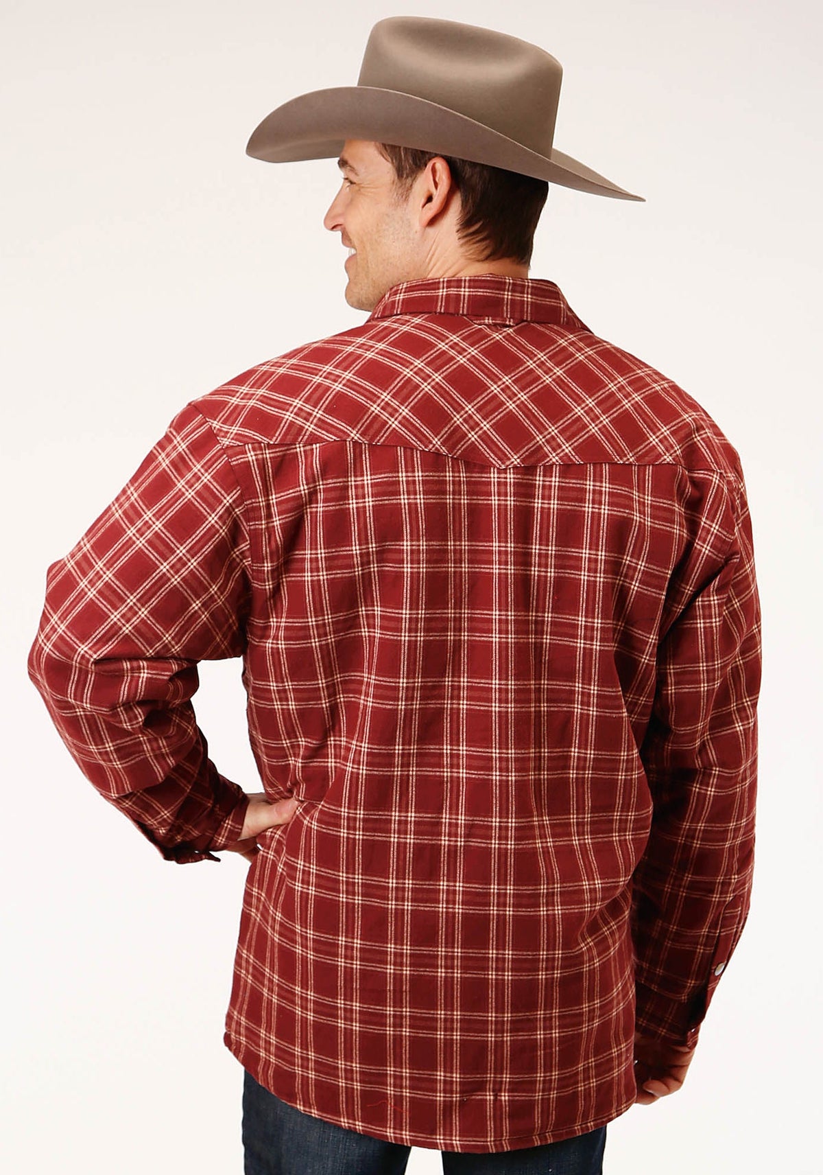 Roper Mens Long Sleeve Tall Fit Snap Sherpa Lined Flannel Shirt Jacket