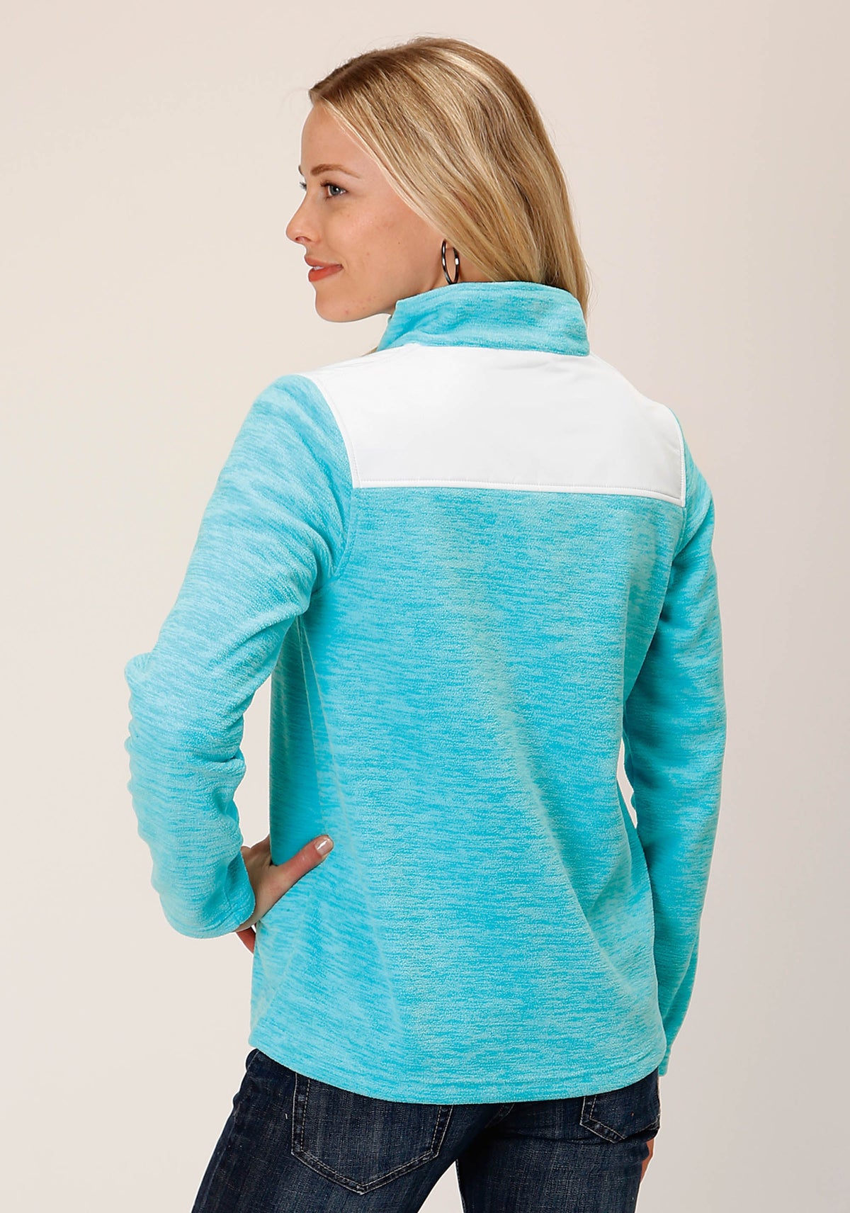 Roper Womens Hthr Turquoise Micro Fleece Pullover
