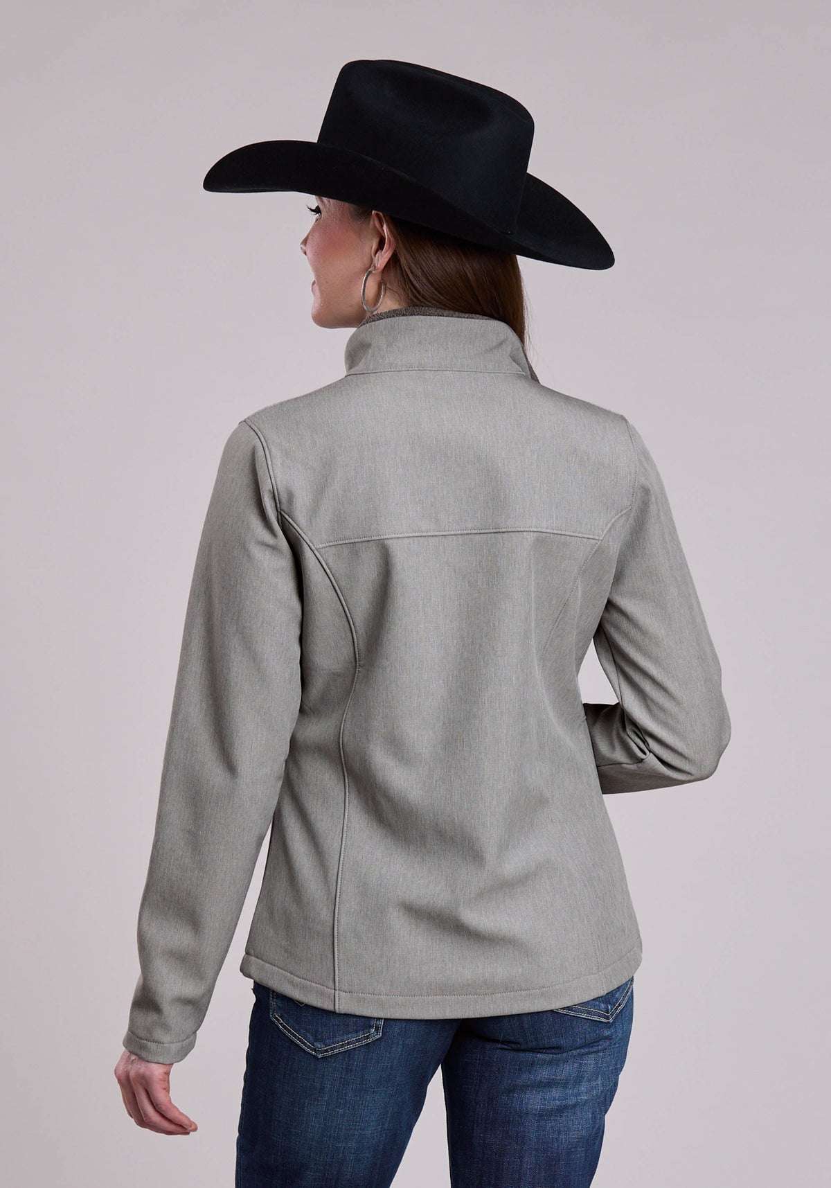 Roper Womens Jacket Zipper Cream Grey Stripe Western Jacket
