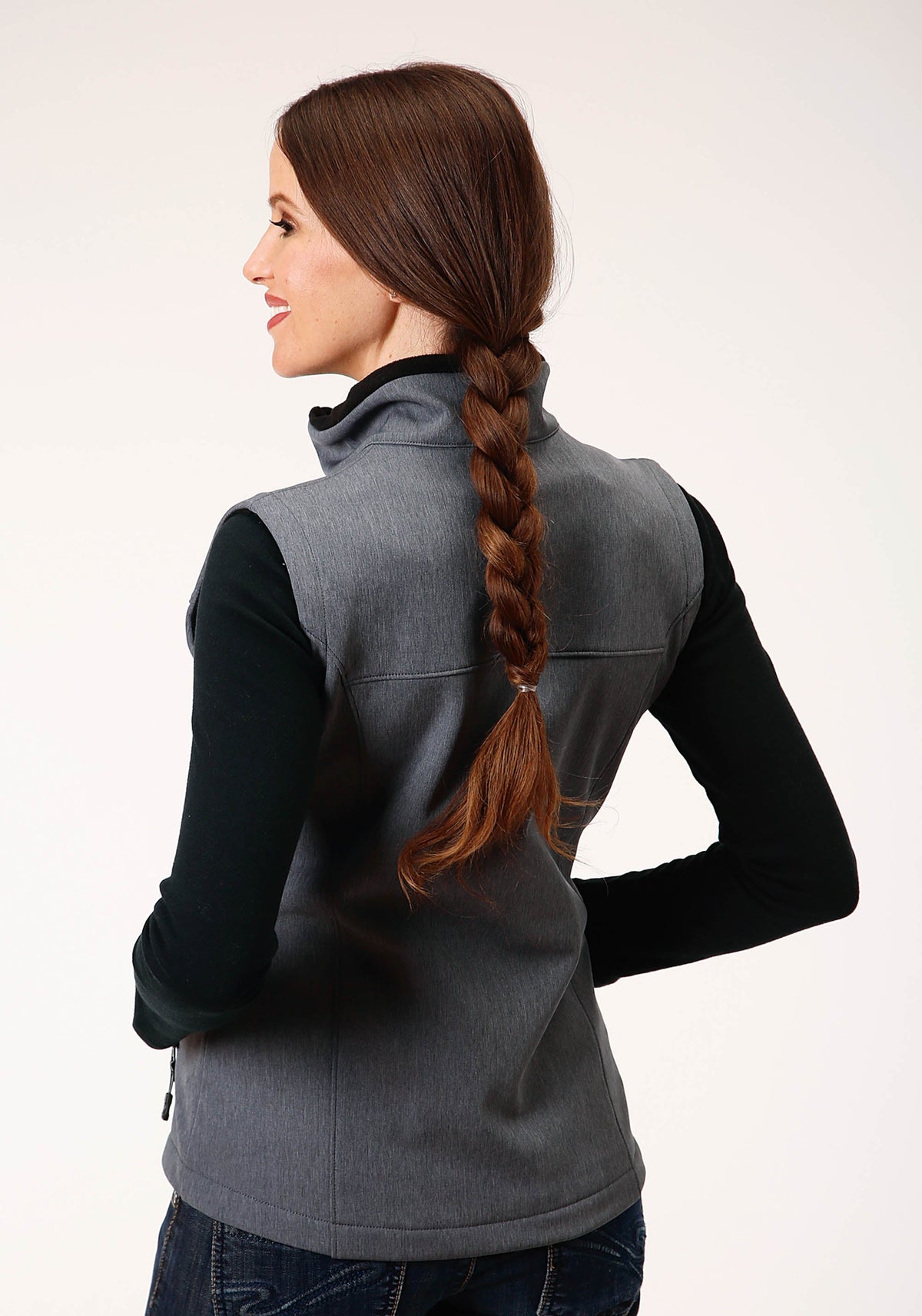 Roper Womens Tech Heathered Grey Softshell Vest