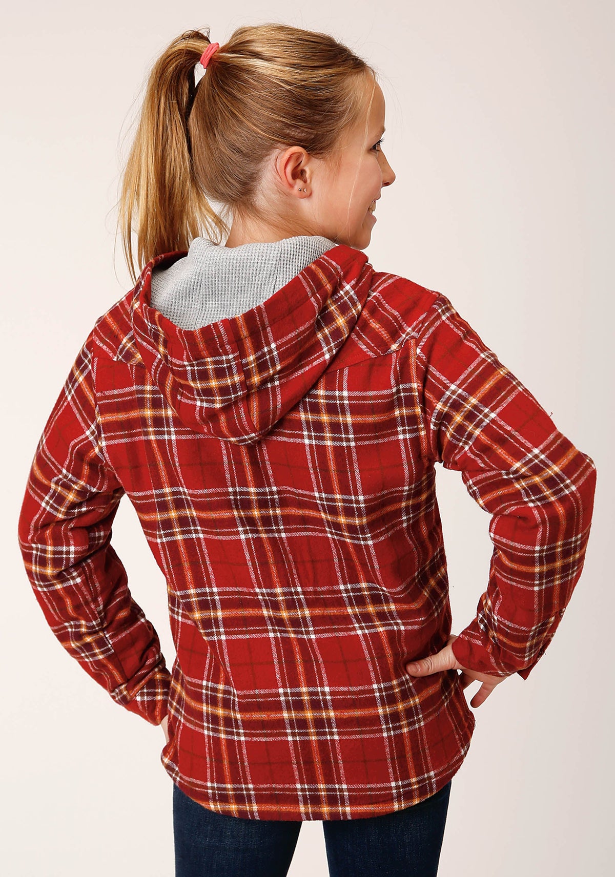 Roper Girls Long Sleeve Snap Thermal Lined Flannel Shirt Jacket