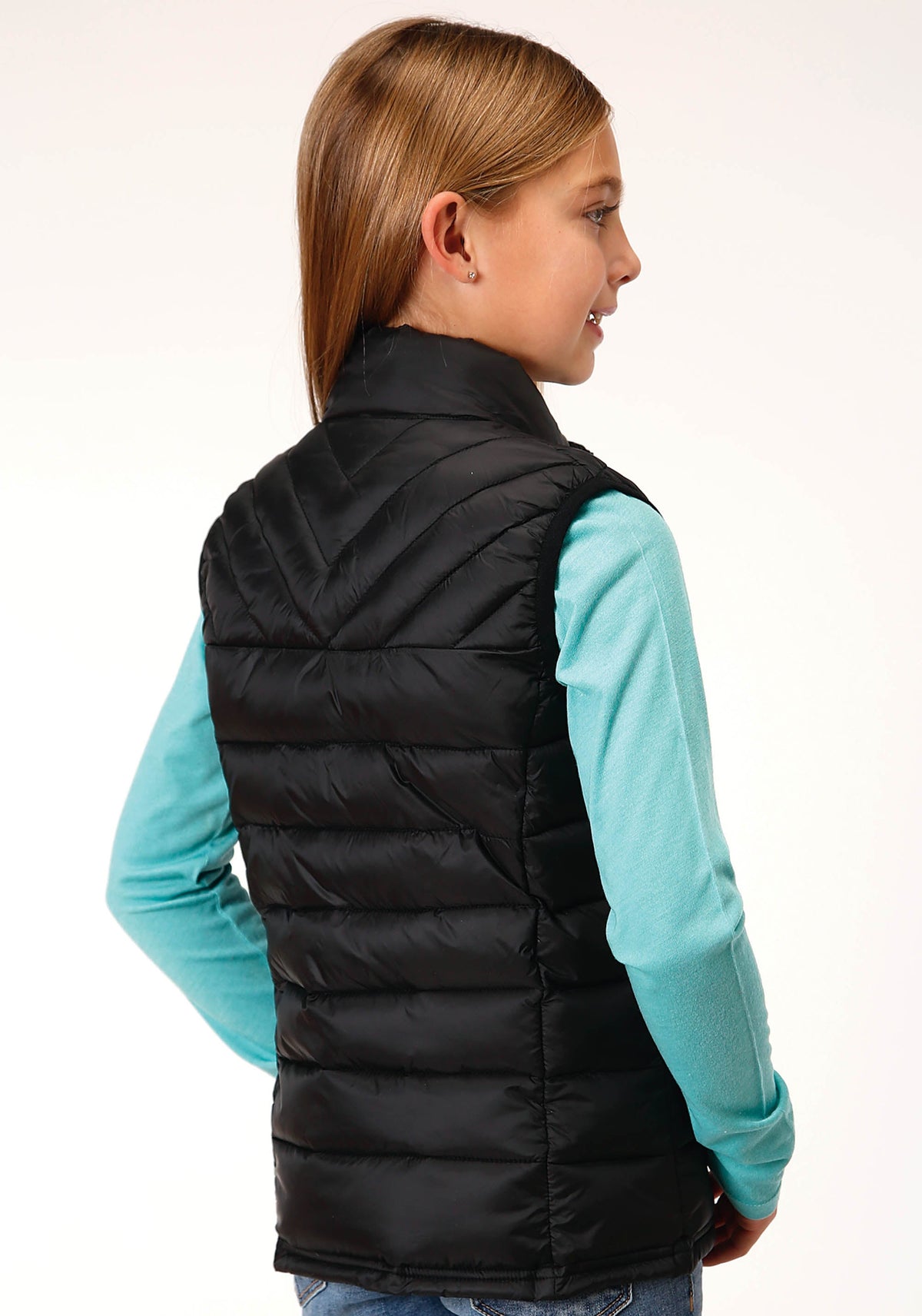 Roper Girls Crushable Poly Filled Black Down Vest