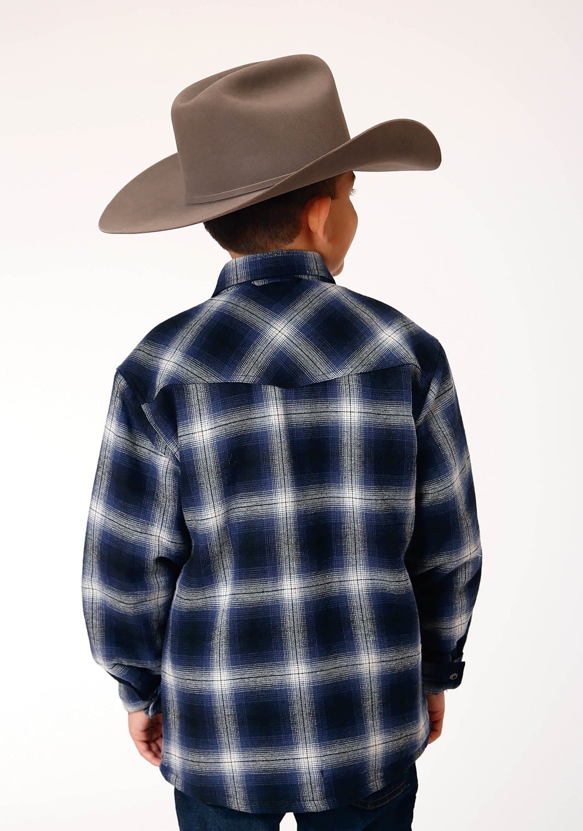 Roper Boys Long Sleeve Snap Cranberry Plaid Western Shirt Jacket