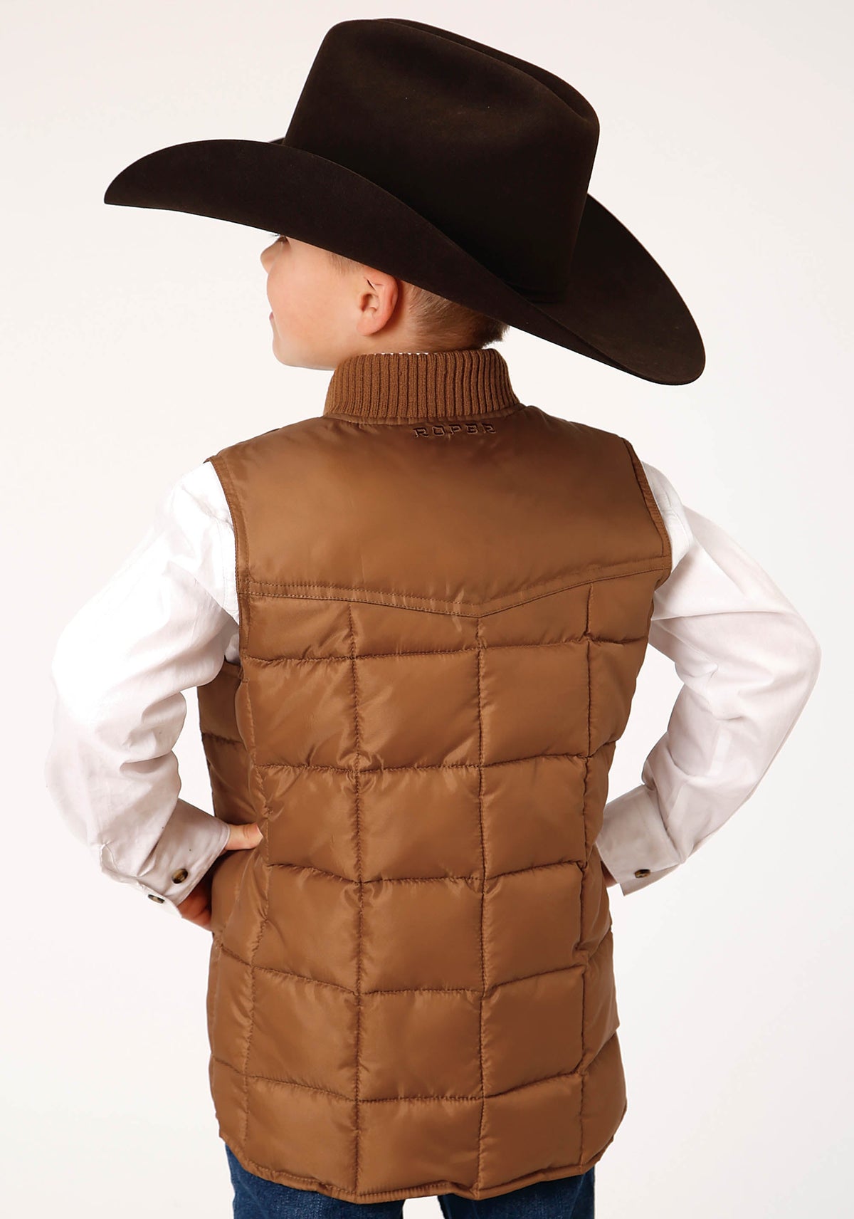 Roper Boys Caramel Boy's Outerwear Poly Filled Western Vest