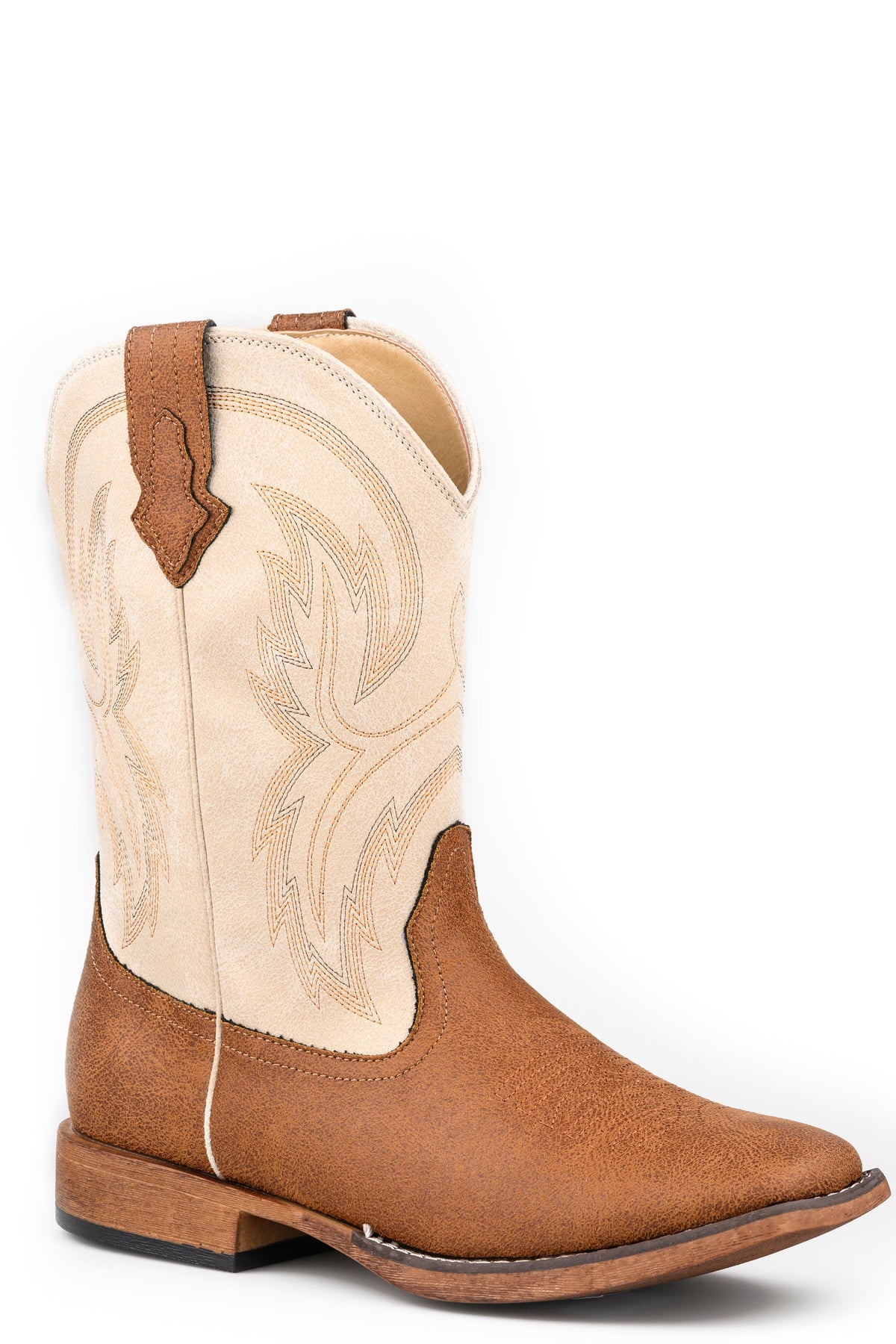 Roper Mens Roper Vintage Creme Faux Leather Cowboy Classic Boots