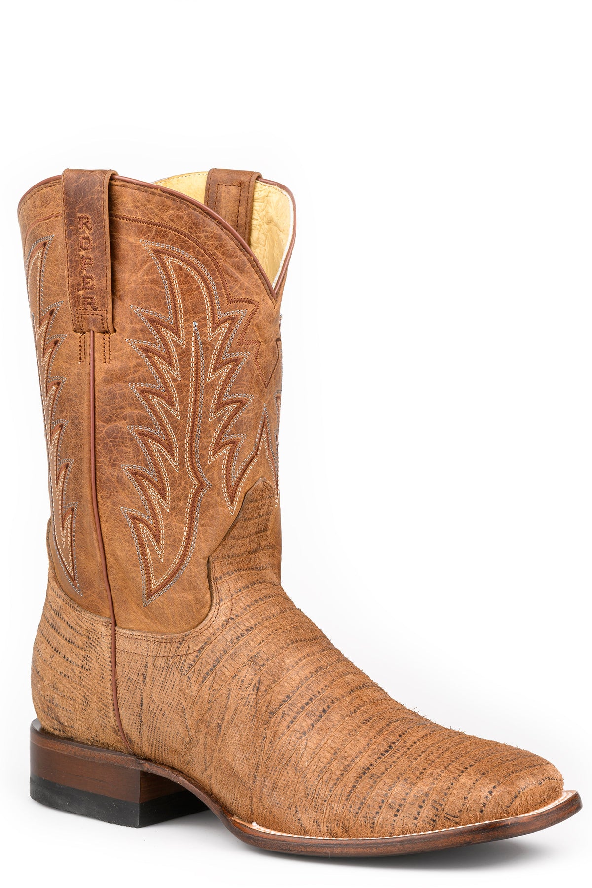 Roper Mens Roper Burnish Tan Leather Leapin Lizards Boots