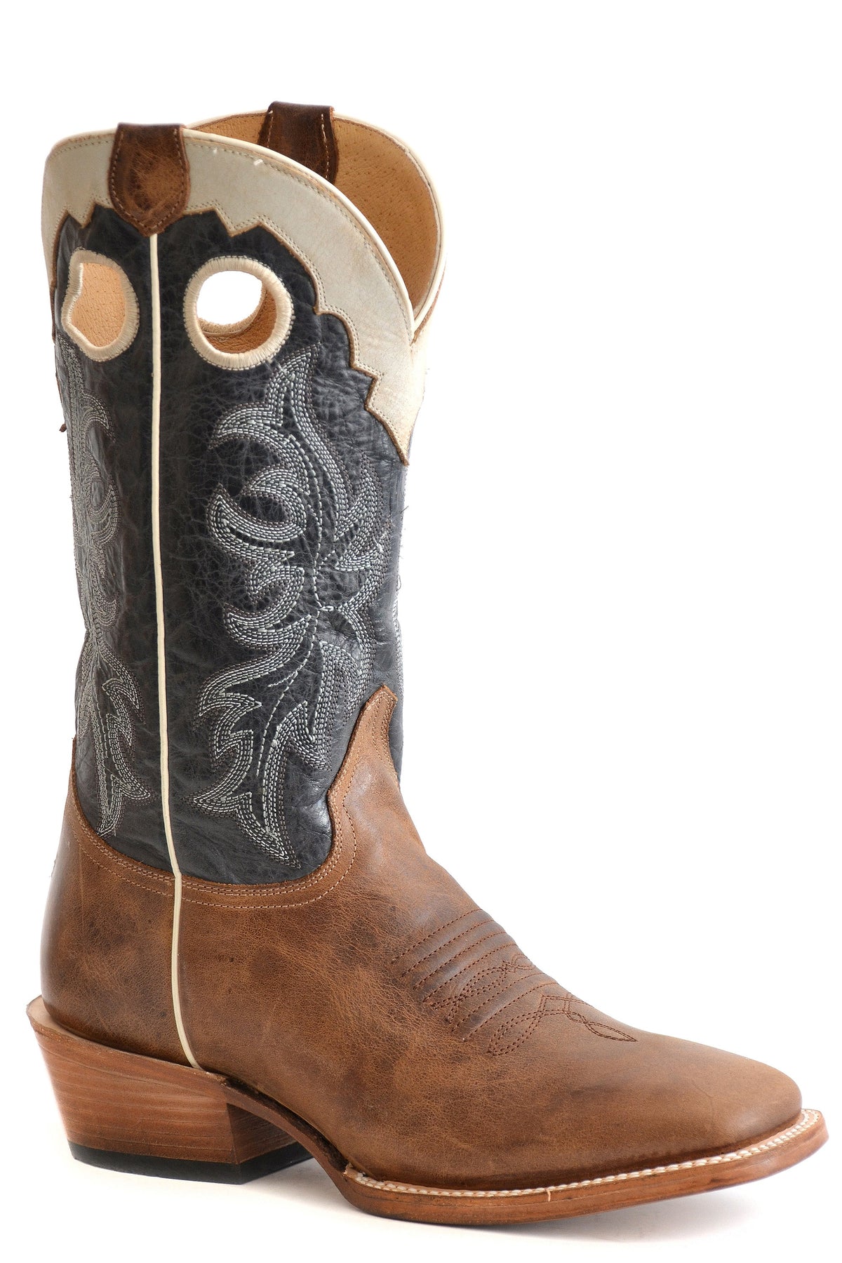 Roper Mens Burnished Tan Leather Vamp White Crown