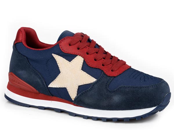 Roper Womens Navy Cow Suede With Star Overlay
