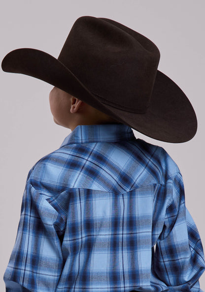 Roper Boys Roper Multi Blue Plaid Western Snap Shirt