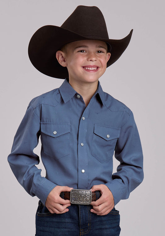 Roper Boys Roper Steerhead Blue Western Snap Shirt
