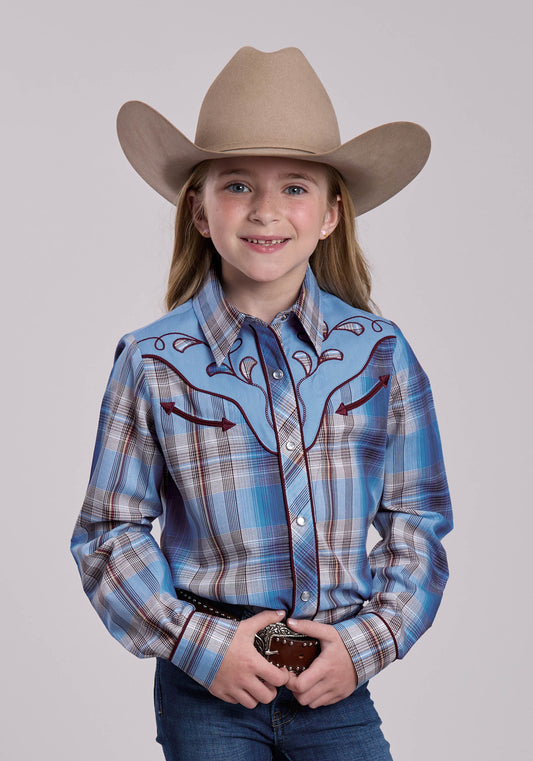 Roper Girls Roper Madras Plaid Plaid Long Sleeve Snap Shirt