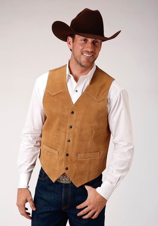 Roper Mens Sand Suede Leather Vest Tall Fit