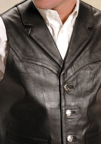 Roper Mens Brown Leather Notch Collar Vest