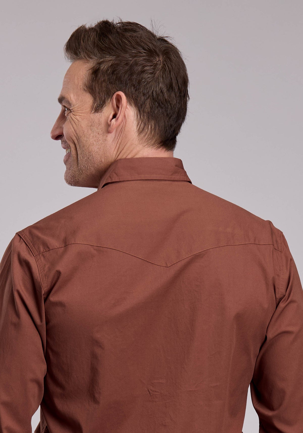 Roper Mens Roper Solid Sienna Brown Western Snap Shirt