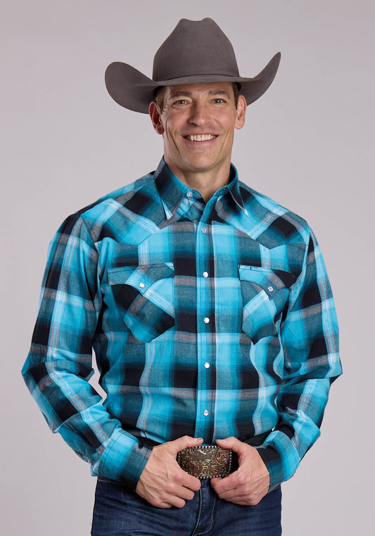 Roper Mens Roper Triple Diamond Dobby Long Sleeve Snap Shirt