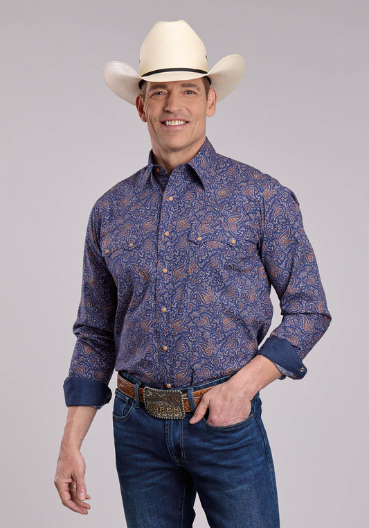 Roper Mens Roper Vintage Paisley Print Long Sleeve Snap Shirt