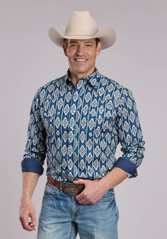 Roper Mens Roper Vertical Serape Print Long Sleeve Snap Shirt