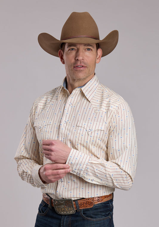 Roper Mens Roper Stars And Stripes Long Sleeve Snap Shirt