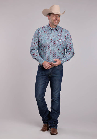 Roper Mens Roper Vintage Scroll Foulard Long Sleeve Snap Shirt