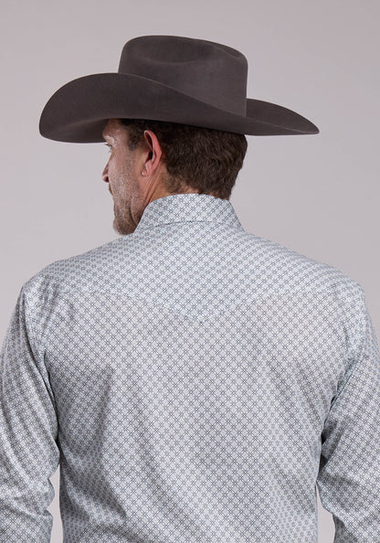 Roper Mens Roper Stretch Four Point Foulard - Grey Long Sleeve Snap Shirt