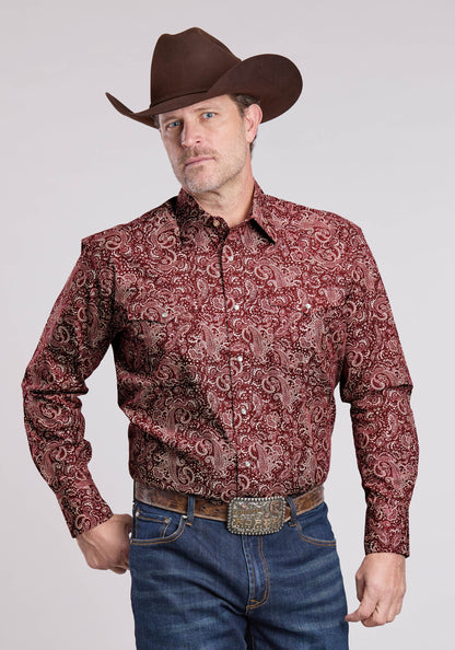 Roper Mens Long Sleeve Snap Plume Paisley Western Shirt