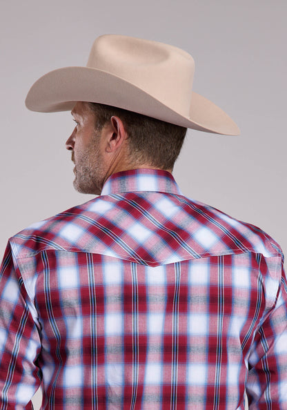 Roper Mens Roper Ball Park Plaid Long Sleeve Snap Shirt