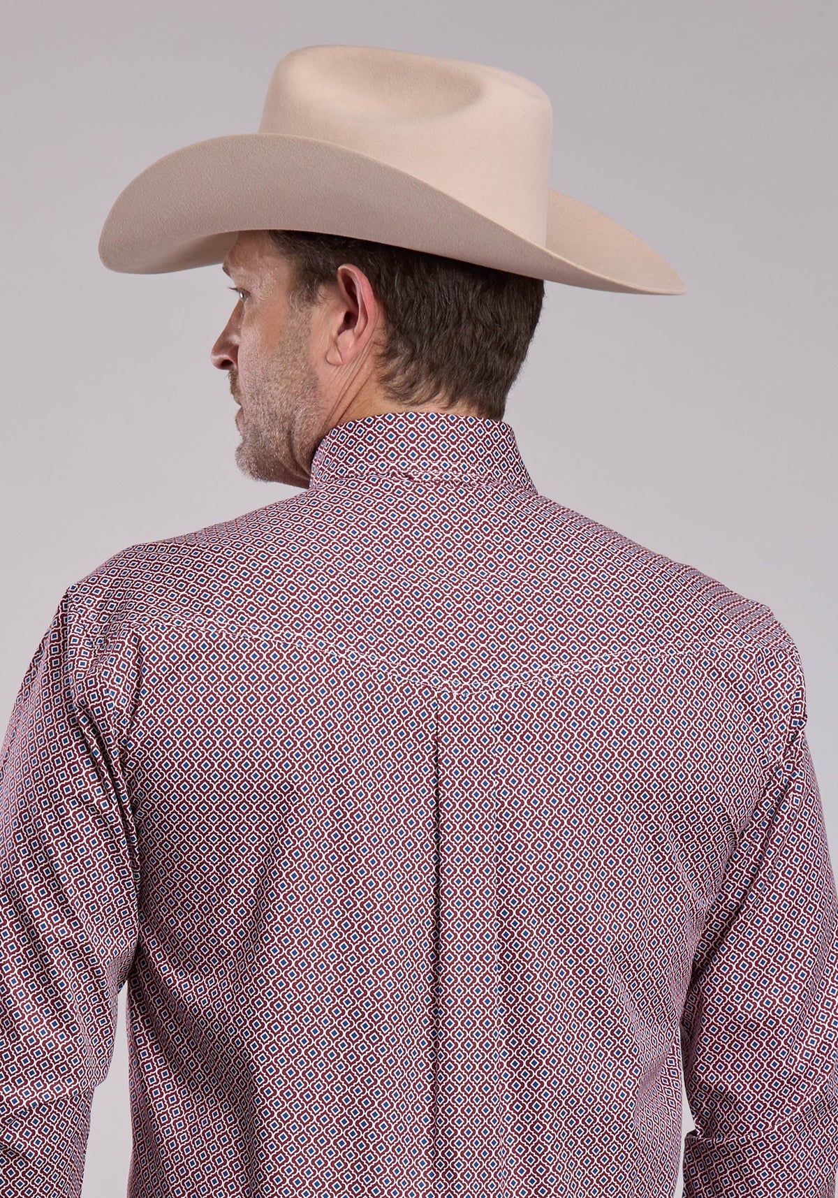 Roper Mens Roper Red Tile Foulard Long Sleeve Button Shirt