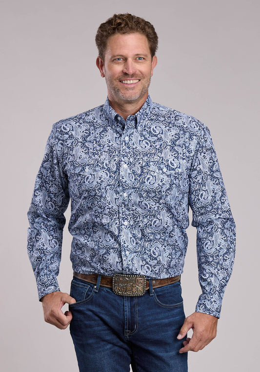 Roper Mens Roper Windy Paisley Long Sleeve Button Shirt