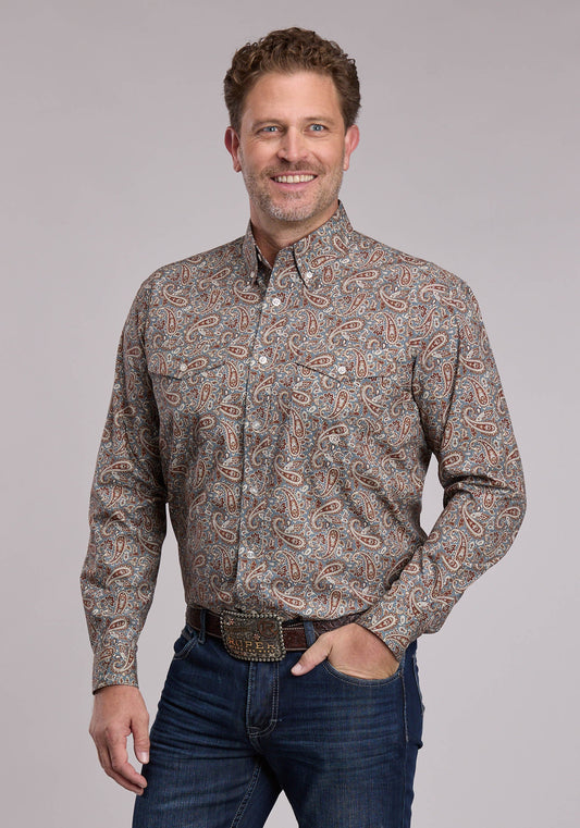 Roper Mens Roper Amarillo Paisley Western Button Up Shirt