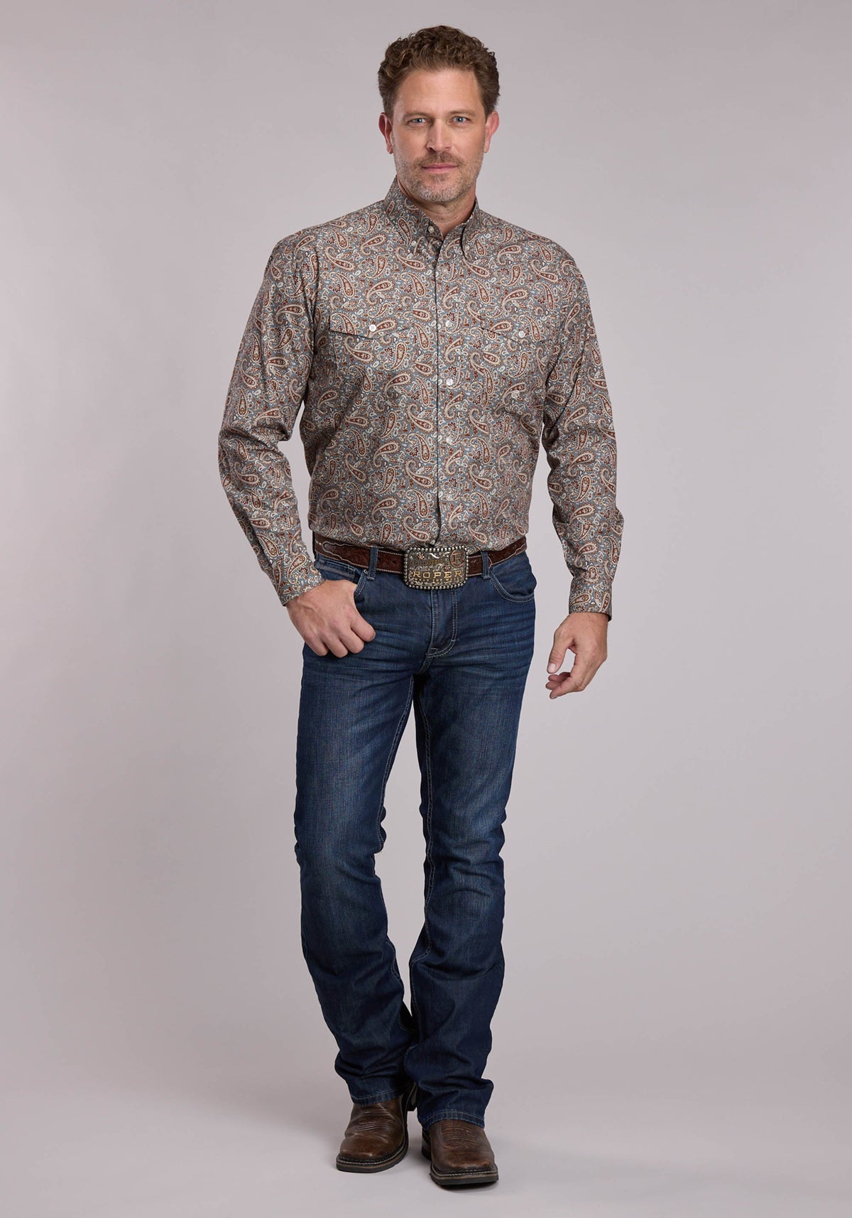 Roper Mens Roper Amarillo Paisley Western Button Up Shirt