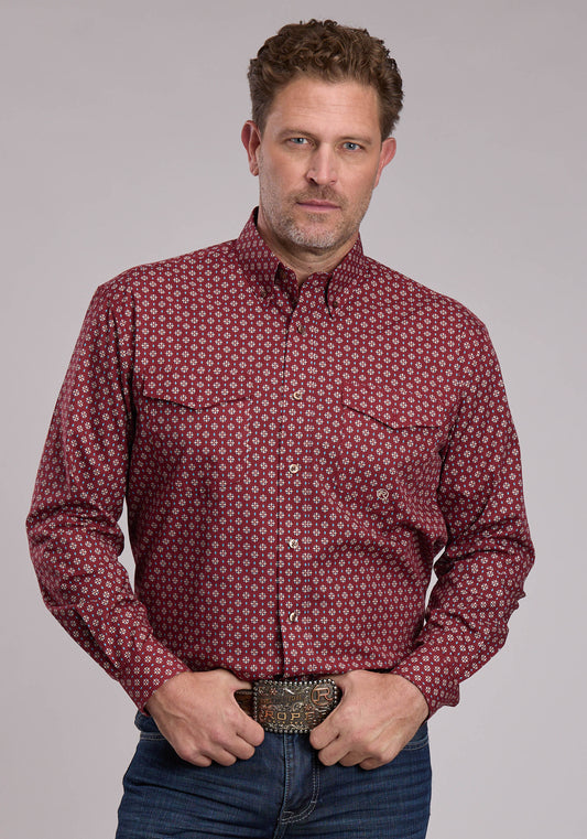 Roper Mens Roper Red Maple Foulard Western Button Up Shirt