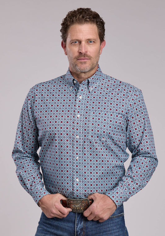Roper Mens Roper Vintage Scroll Foulard Long Sleeve Button Shirt