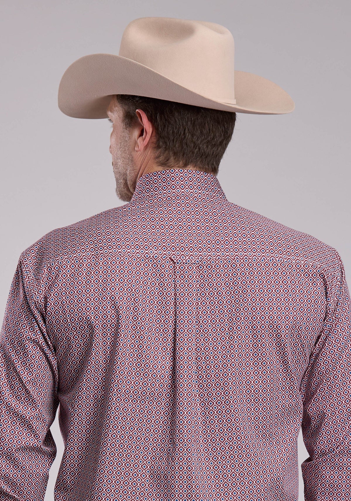 Roper Mens Roper Red Tile Foulard Long Sleeve Button Shirt