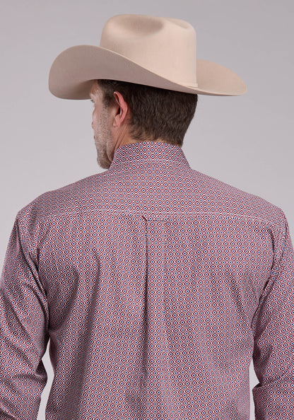 Roper Mens Roper Red Tile Foulard Long Sleeve Button Shirt
