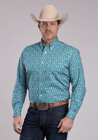 Roper Mens Roper Vintage Ornate Paisley Long Sleeve Button Shirt