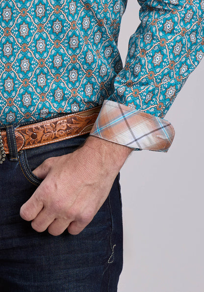 Roper Mens Roper Vintage Ornate Paisley Long Sleeve Button Shirt