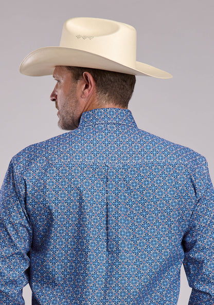Roper Mens Roper Sky Tile Foulard Long Sleeve Button Shirt