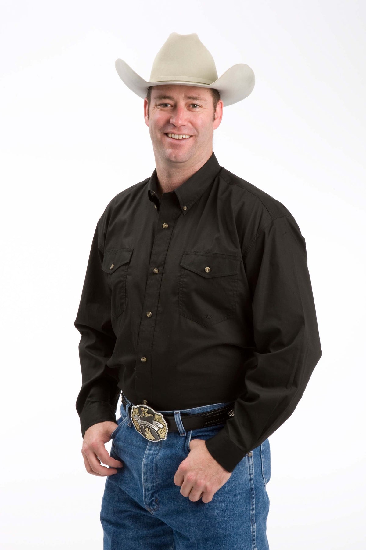 Roper Mens Black Solid Long Sleeve Western Button Shirt