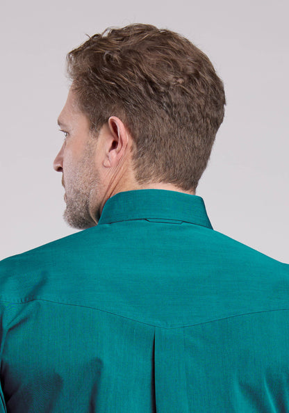 Roper Mens Roper Solid Black Fill Teal Long Sleeve Button Shirt