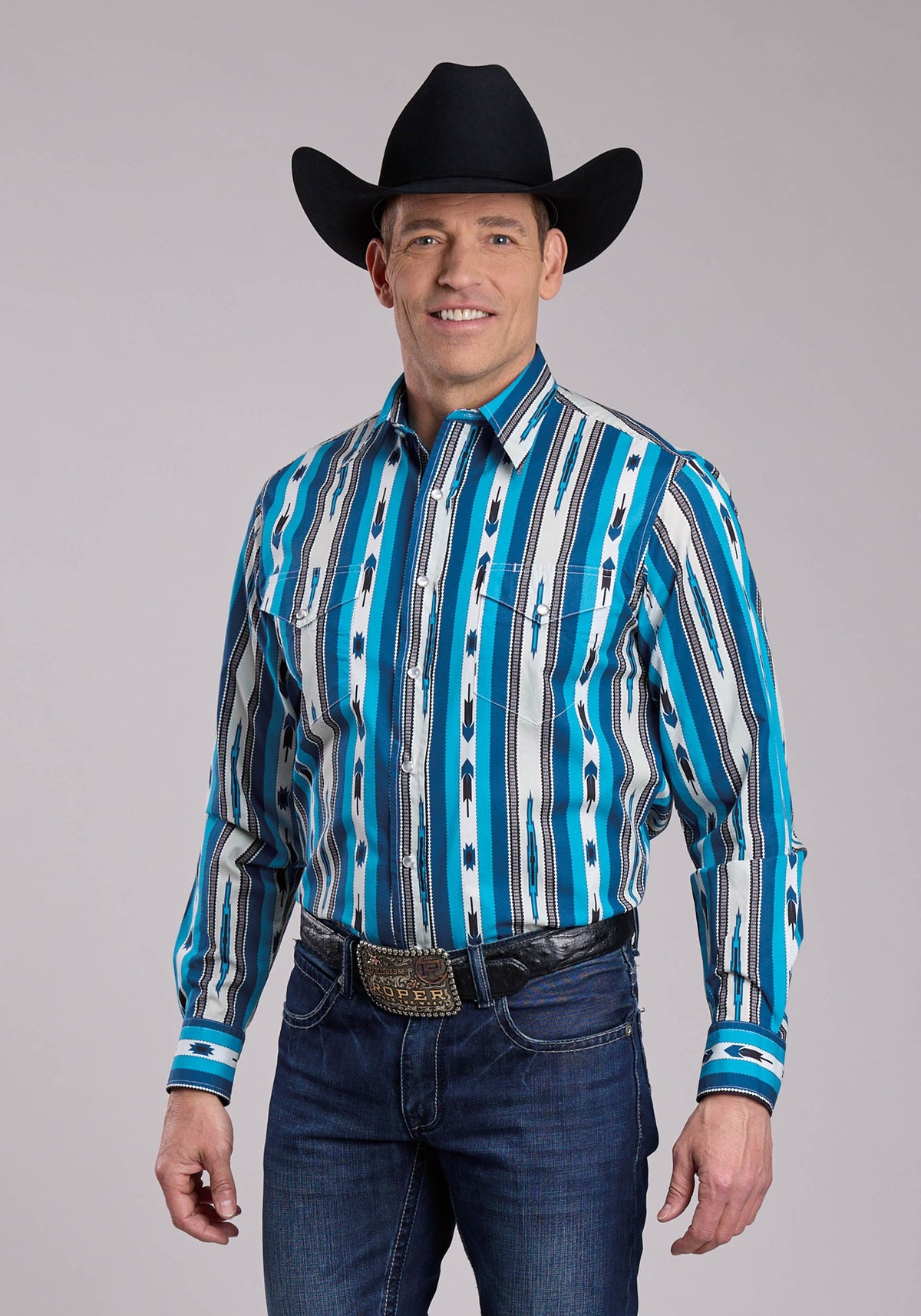 Roper Mens Roper Deadstock Stripe Long Sleeve Snap Shirt